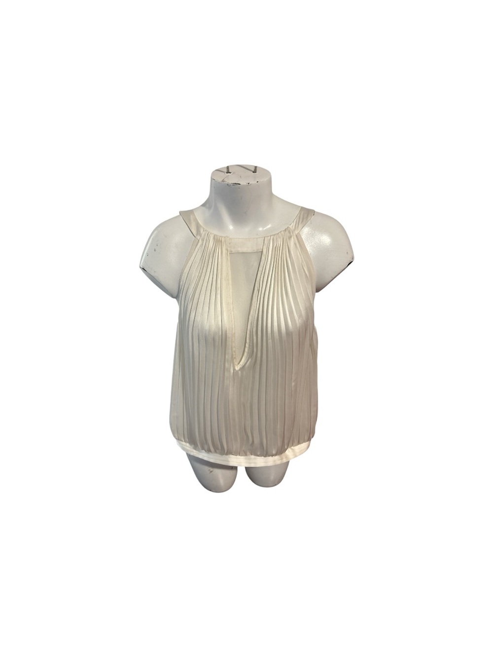 bebe Cream Pleated Halter Sleeveless Top